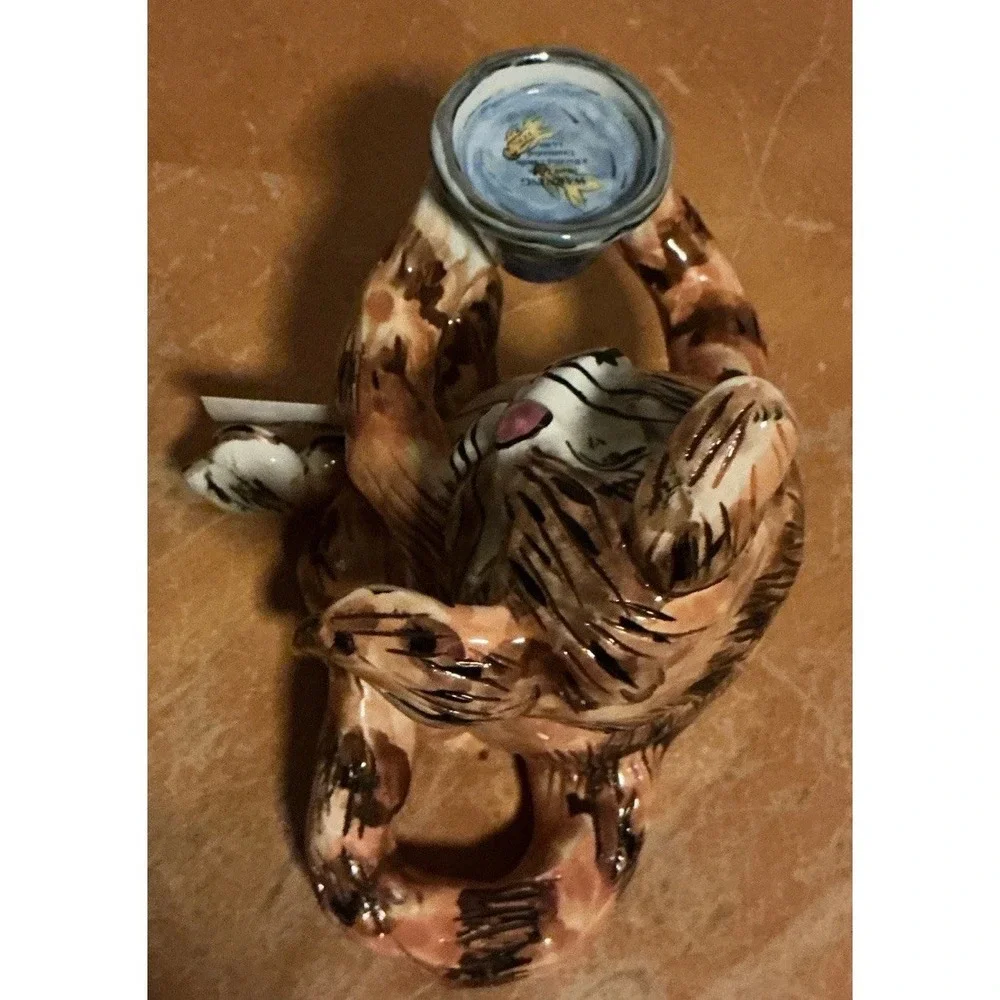 Heather Goldminc Blue Sky 2000 Clayworks Cat Figure Tealight Candle Holder W/Tag